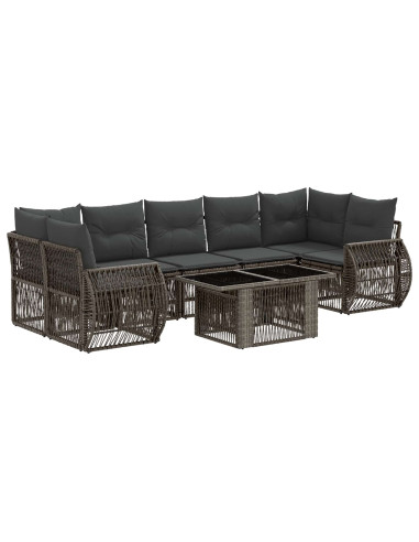 Set Divano da Giardino 8 pz Grigio e Grigio Scuro polyrattan