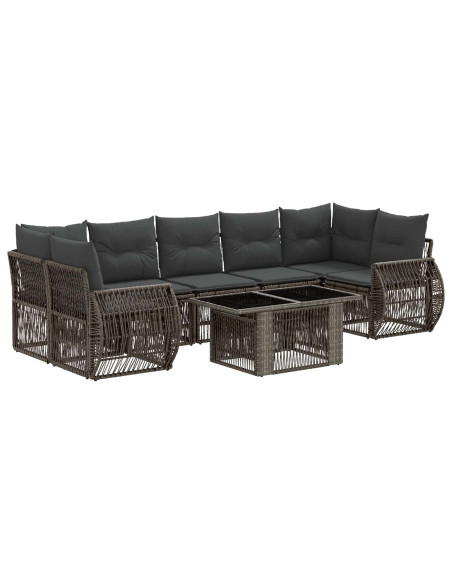 Set Divano da Giardino 8 pz Grigio e Grigio Scuro polyrattan