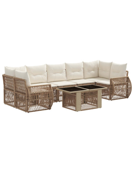 Set Divano da Giardino 8 pz Beige e Bianco Crema polyrattan