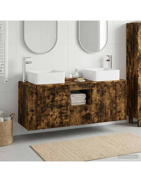 Set di Armadi da Bagno 3 pz Rovere Fumo 53 x 35 x 63 cm