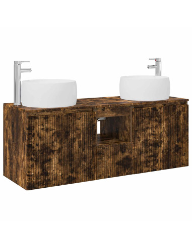Set di Armadi da Bagno 3 pz Rovere Fumo 49,5 x 44,5 x 66 cm