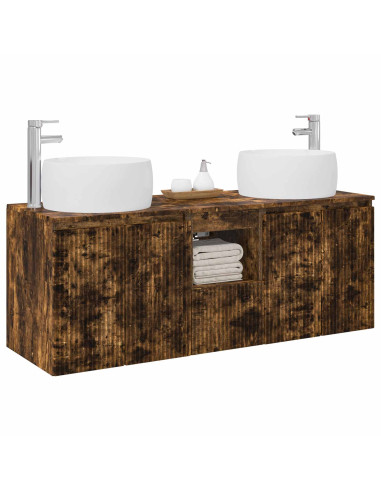 Set di Armadi da Bagno 3 pz Rovere Fumo 49,5 x 44,5 x 66 cm
