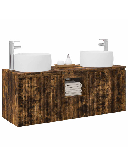 Set di Armadi da Bagno 3 pz Rovere Fumo 49,5 x 44,5 x 66 cm