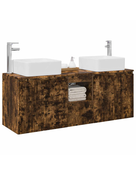 Set di Armadi da Bagno 3 pz Rovere Fumo 53 x 35 x 63 cm