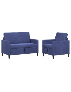 Set di Divani con Storage 2 pz Blu Polizia Poliestere 2