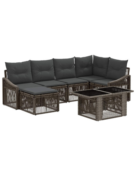 Set Divano da Giardino 7 pz Grigio e Grigio Scuro polyrattan
