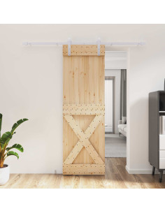 Porta scorrevole Naturale e Bianco 70 x 210 cm