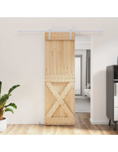 Porta scorrevole Naturale e Bianco 70 x 210 cm