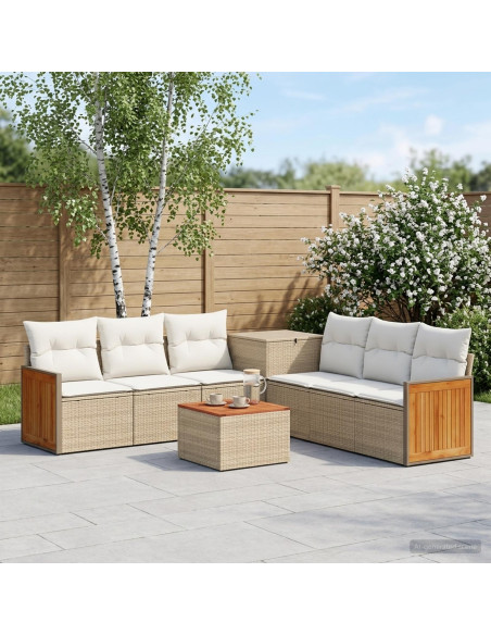 Set di divani 8 pz Beige e Bianco Crema