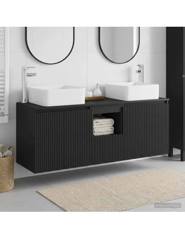 Set di Armadi da Bagno 3 pz Nero 53 x 35 x 63 cm