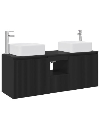 Set di Armadi da Bagno 3 pz Nero 53 x 35 x 63 cm