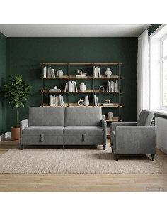 Set di Divani con Storage 2 pz Grigio Scuro Poliestere