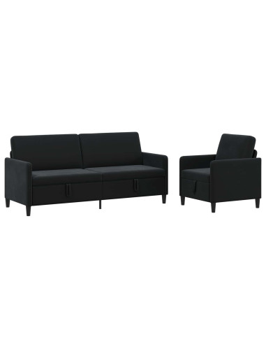 Set di Divani con Storage 2 pz Nero Poliestere