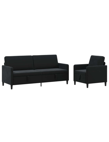 Set di Divani con Storage 2 pz Nero Poliestere