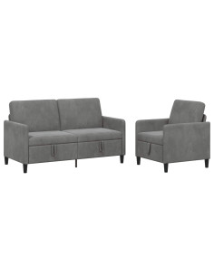 Set di Divani con Storage 2 pz Grigio Scuro Poliestere 2