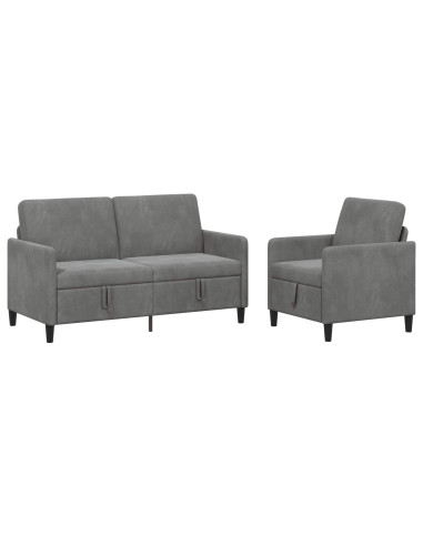 Set di Divani con Storage 2 pz Grigio Scuro Poliestere