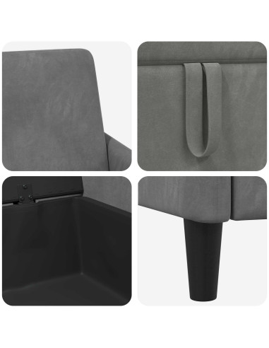 Set di Divani con Storage 2 pz Grigio Scuro Poliestere