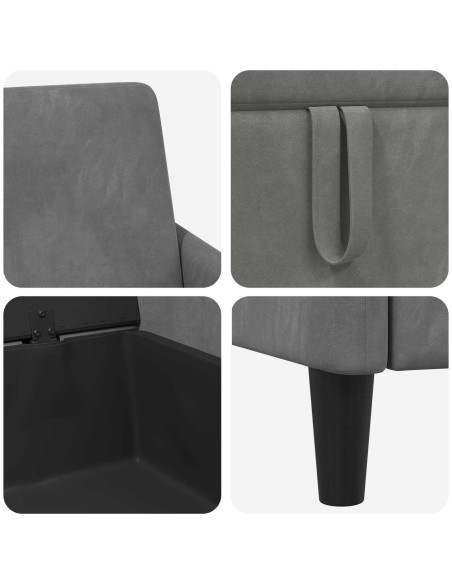 Set di Divani con Storage 2 pz Grigio Scuro Poliestere