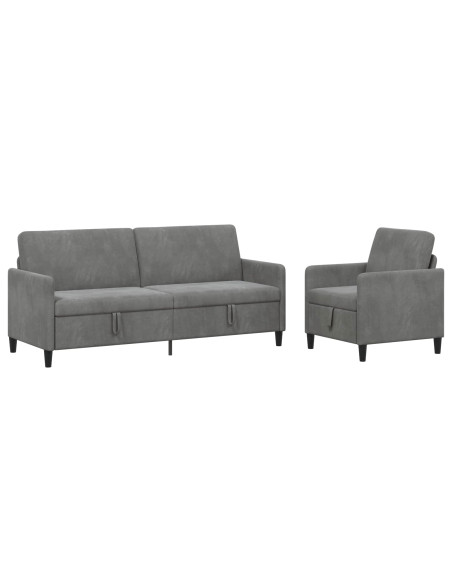 Set di Divani con Storage 2 pz Grigio Scuro Poliestere