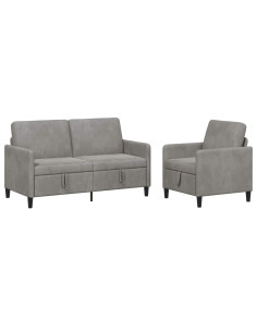 Set di Divani con Storage 2 pz Grigio Chiaro Poliestere 2