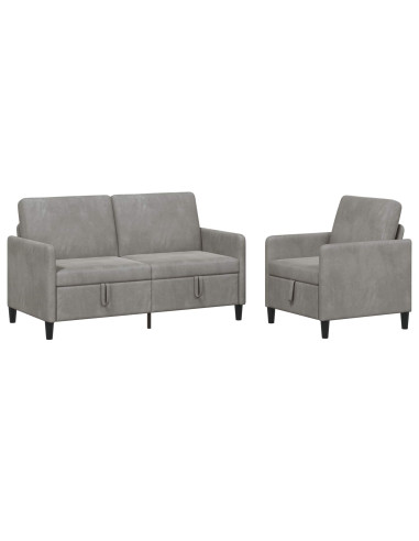 Set di Divani con Storage 2 pz Grigio Chiaro Poliestere