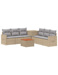 Set di divani 8 pz Beige e Grigio Chiaro 2