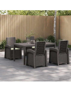 Set da Pranzo per Giardino 5 pz Grigio chiaro e panna PP