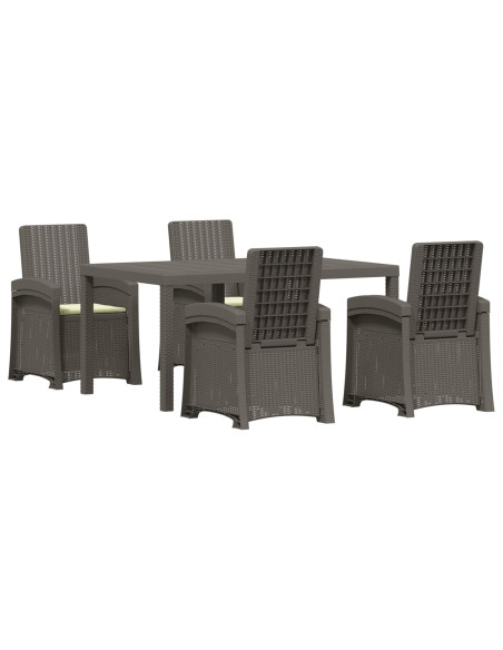 Set da Pranzo per Giardino 5 pz Grigio chiaro e panna PP