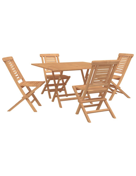 Set da Giardino 5 pz Marrone Legno di teak solido