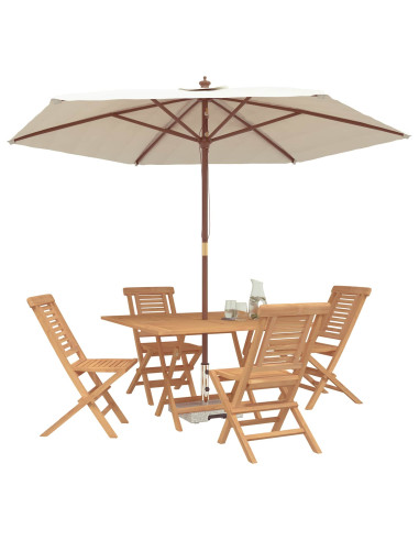 Set da Giardino 5 pz Marrone Legno di teak solido