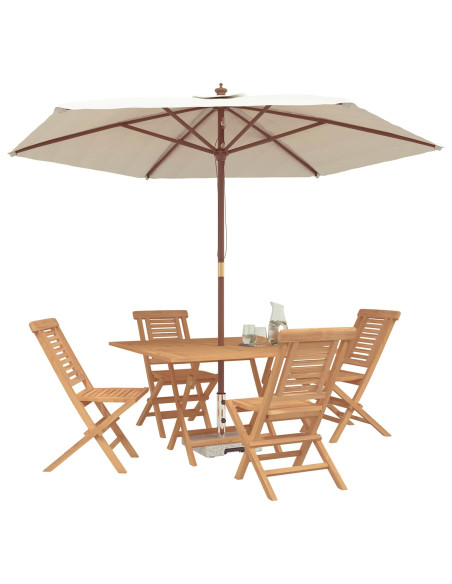 Set da Giardino 5 pz Marrone Legno di teak solido