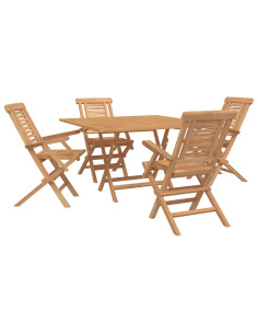 Set da Giardino 5 pz Marrone Legno di teak solido 2