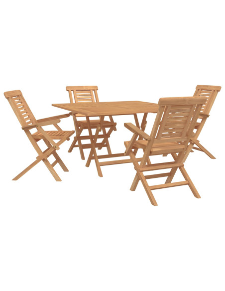 Set da Giardino 5 pz Marrone Legno di teak solido