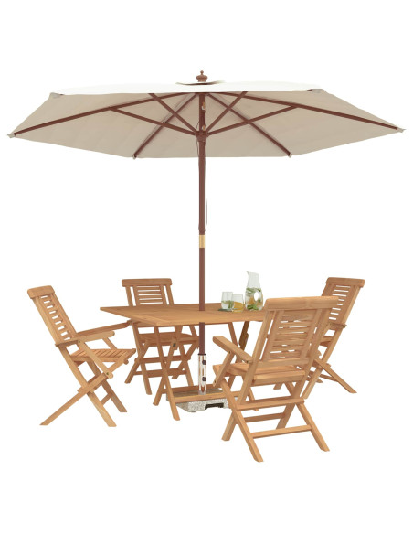 Set da Giardino 5 pz Marrone Legno di teak solido