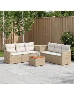 Set di divani 8 pz Beige e Bianco Crema