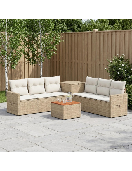 Set di divani 8 pz Beige e Bianco Crema