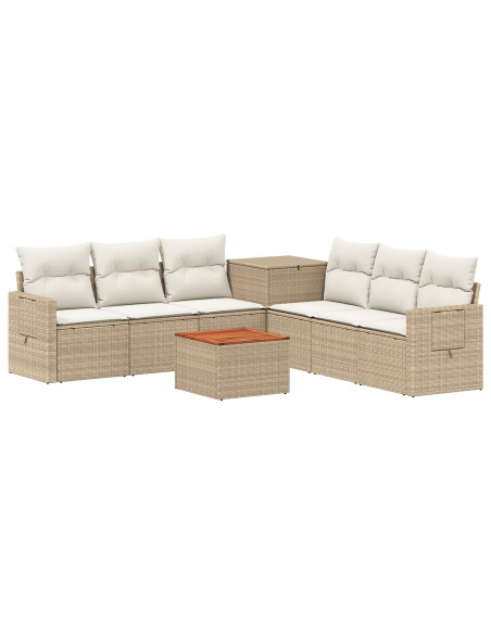 Set di divani 8 pz Beige e Bianco Crema