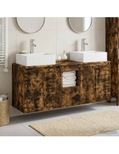 Set di Armadi da Bagno 3 pz Rovere Fumo 49,5 x 41 x 62,5 cm