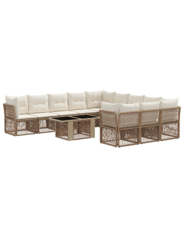 Set Divano da Giardino 12 pz Beige polyrattan