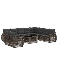 Set Divano da Giardino 11 pz Grigio e Grigio Scuro polyrattan 2