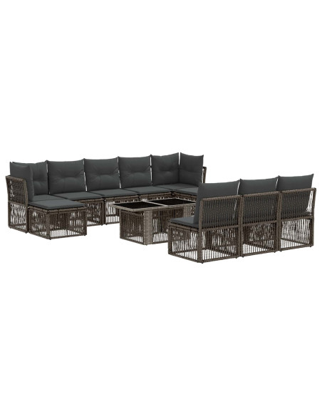 Set Divano da Giardino 11 pz Grigio polyrattan