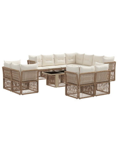 Set Divano da Giardino 12 pz Beige polyrattan