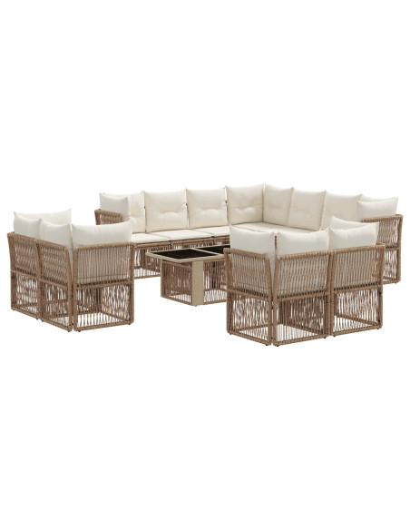 Set Divano da Giardino 12 pz Beige polyrattan