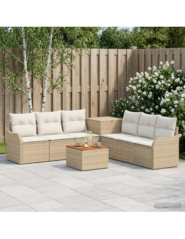 Set di divani 8 pz Beige e Bianco Crema