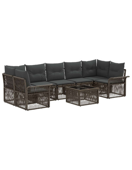 Set Divano da Giardino 8 pz Grigio polyrattan