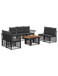 Set Divano da Giardino 8 pz Nero e Grigio scuro polyrattan 2