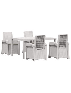 Set da Pranzo per Giardino 5 pz Bianco e Grigio Chiaro PP 2