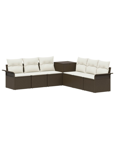 Set di divani 7 pz Marrone e Bianco Crema