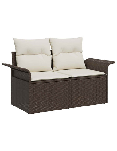 Set di divani 7 pz Marrone e Bianco Crema
