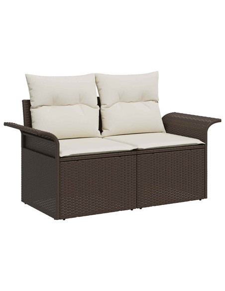 Set di divani 7 pz Marrone e Bianco Crema